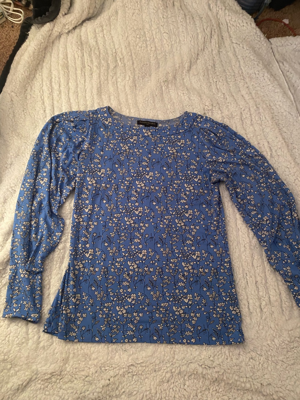 Banana Republic Blue Floral Long Sleeve Blouse